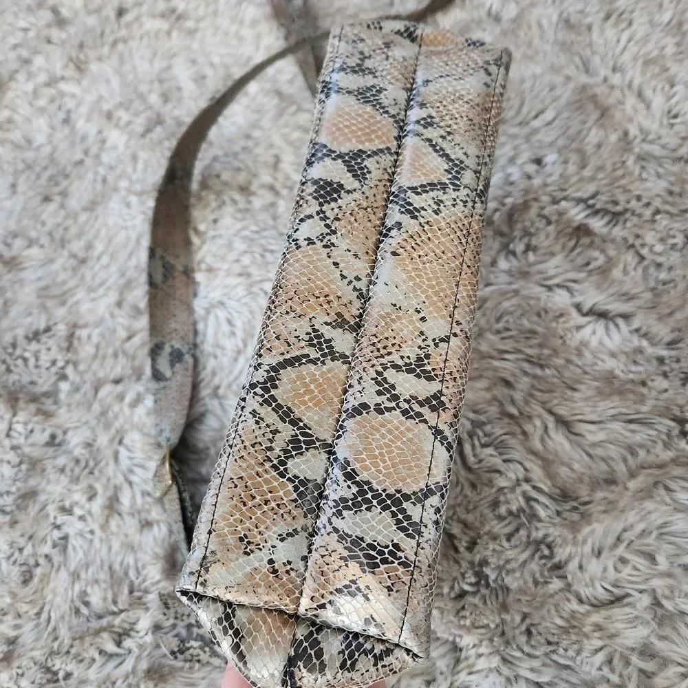 The House of Leather Handmade‎ Genuine Leather Crossbody Bag Metallic Snakeskin